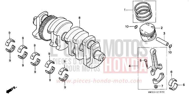 KURBELWELLE/KOLBEN von CB Seven Fifty CANDY ANDROMEDA RED-U (R131) von 1995